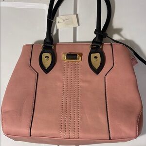 Shirley Handbag Pink Satchel with Black Handles